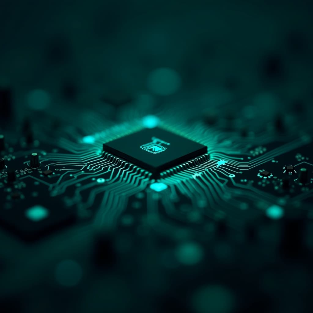 Chip AI i płyta drukowana z mikroprocesorami